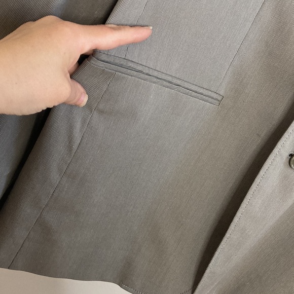 John Varvatos Blazer Mens 40 Gray Stripe Single Breast Light Unstructured Jacket - Picture 7 of 15